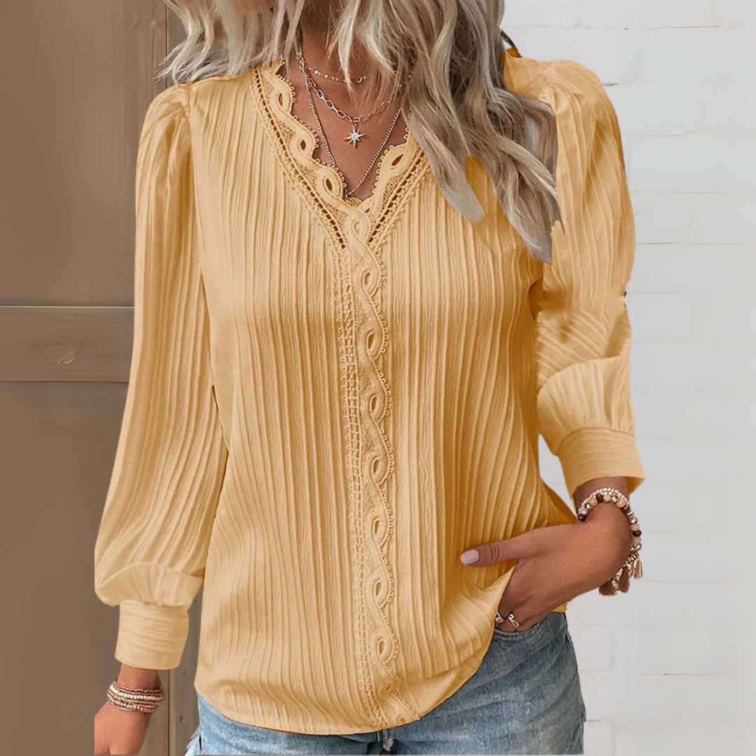 Damen Bluse mit Spitzendetails im Ibiza-Stil Jully