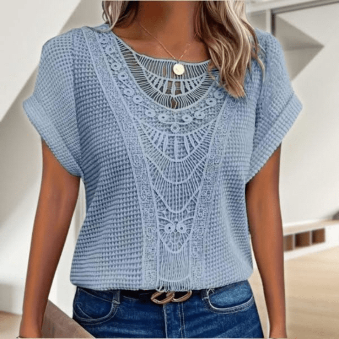 Damen Bluse mit Spitzendetails im Ibiza-Stil Jully