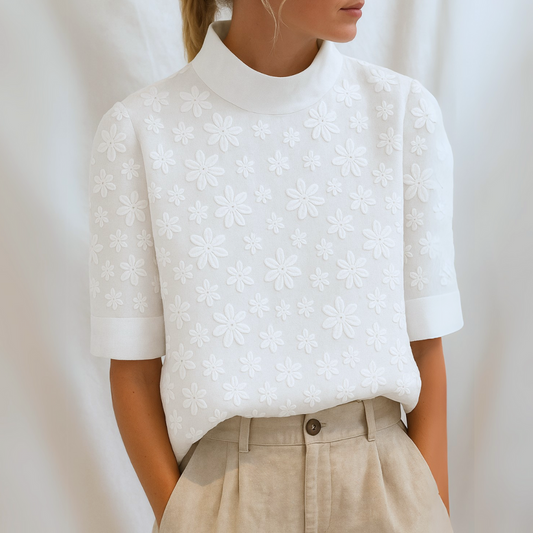 Damen Bluse mit Stehkragen und Blumenmuster Jully