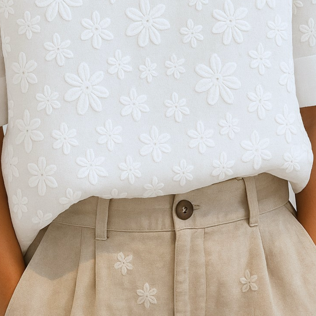 Damen Bluse mit Stehkragen und Blumenmuster Jully
