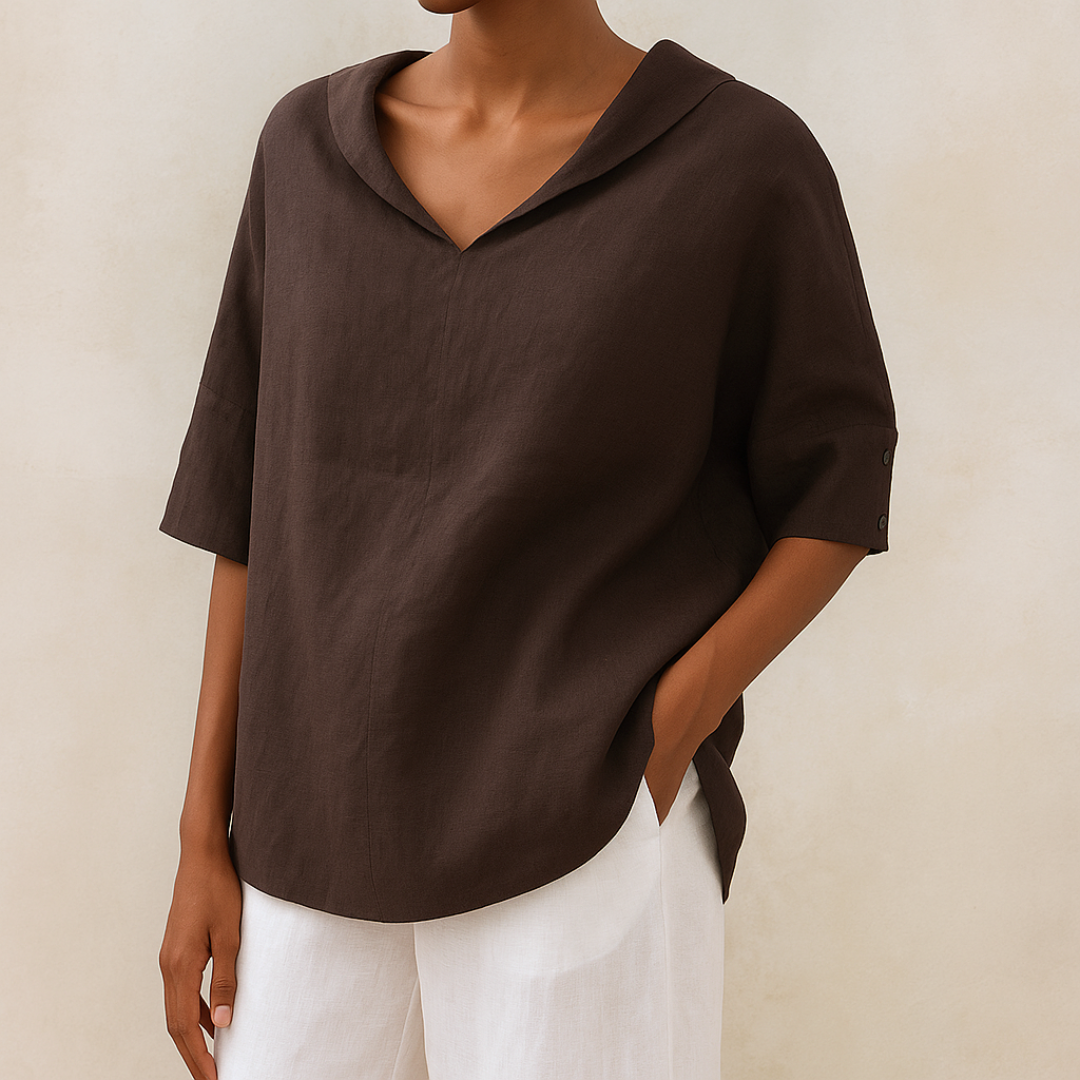 Damen Bluse mit V-Ausschnitt in elegantem Design Jully