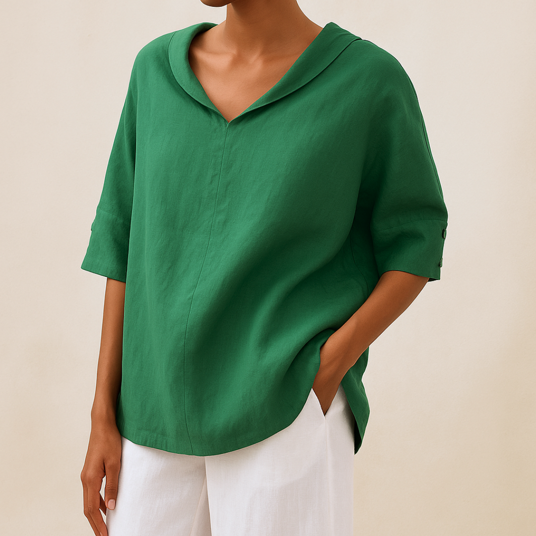 Damen Bluse mit V-Ausschnitt in elegantem Design Jully