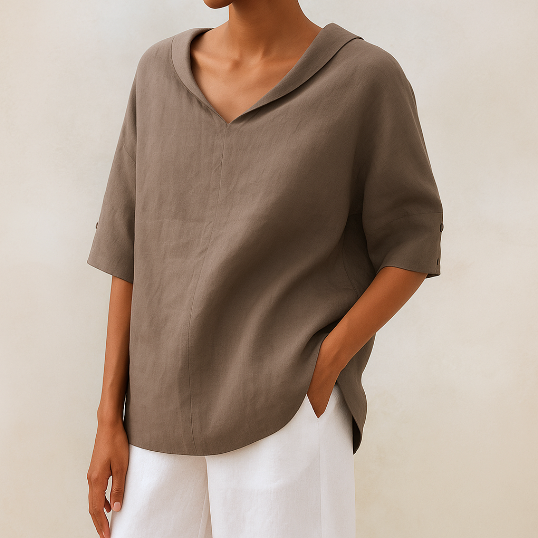 Damen Bluse mit V-Ausschnitt in elegantem Design Jully