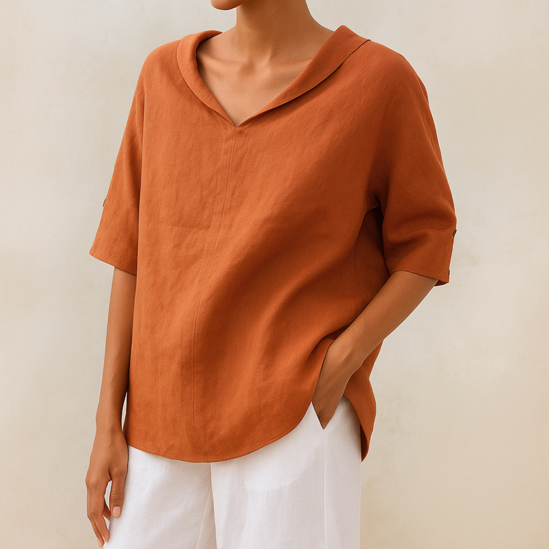 Damen Bluse mit V-Ausschnitt in elegantem Design Jully
