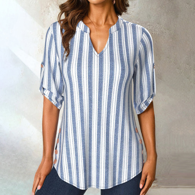 Damen Bluse mit V-Ausschnitt und 3/4-Ärmeln Jully