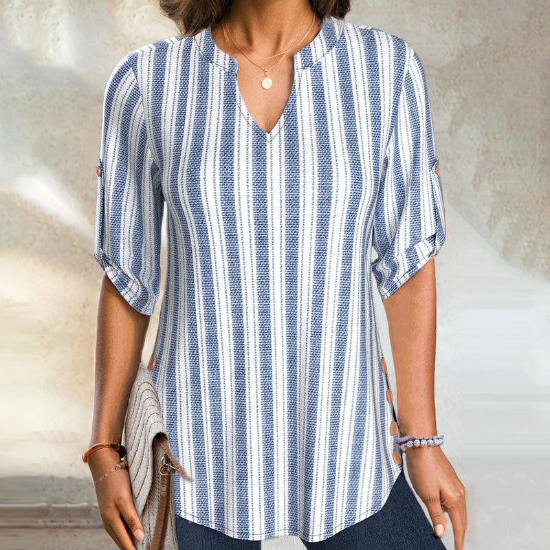 Damen Bluse mit V-Ausschnitt und 3/4-Ärmeln Jully