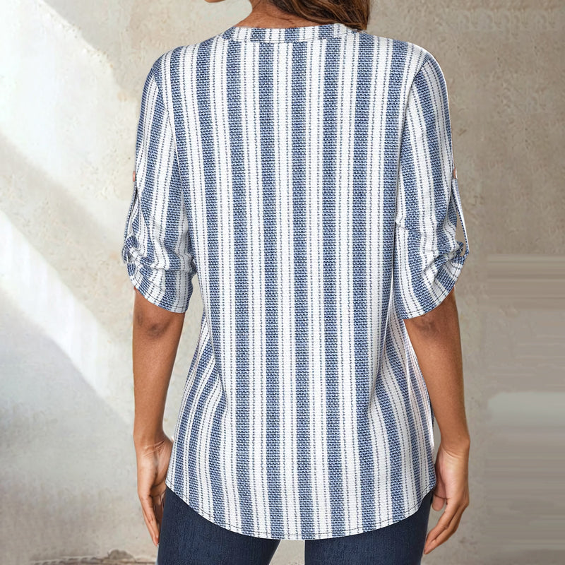 Damen Bluse mit V-Ausschnitt und 3/4-Ärmeln Jully