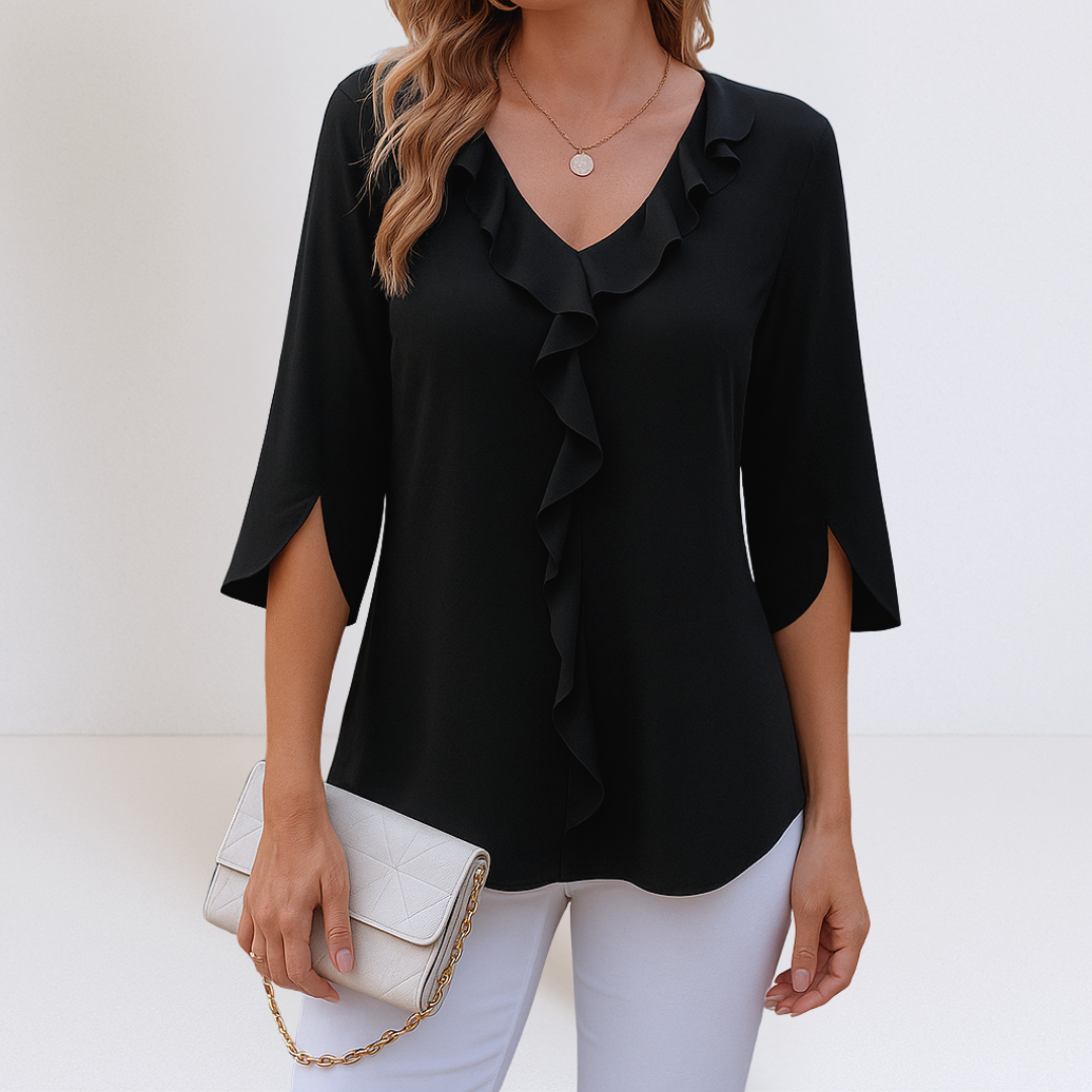 Damen Bluse mit V-Ausschnitt und A-Linie Jully
