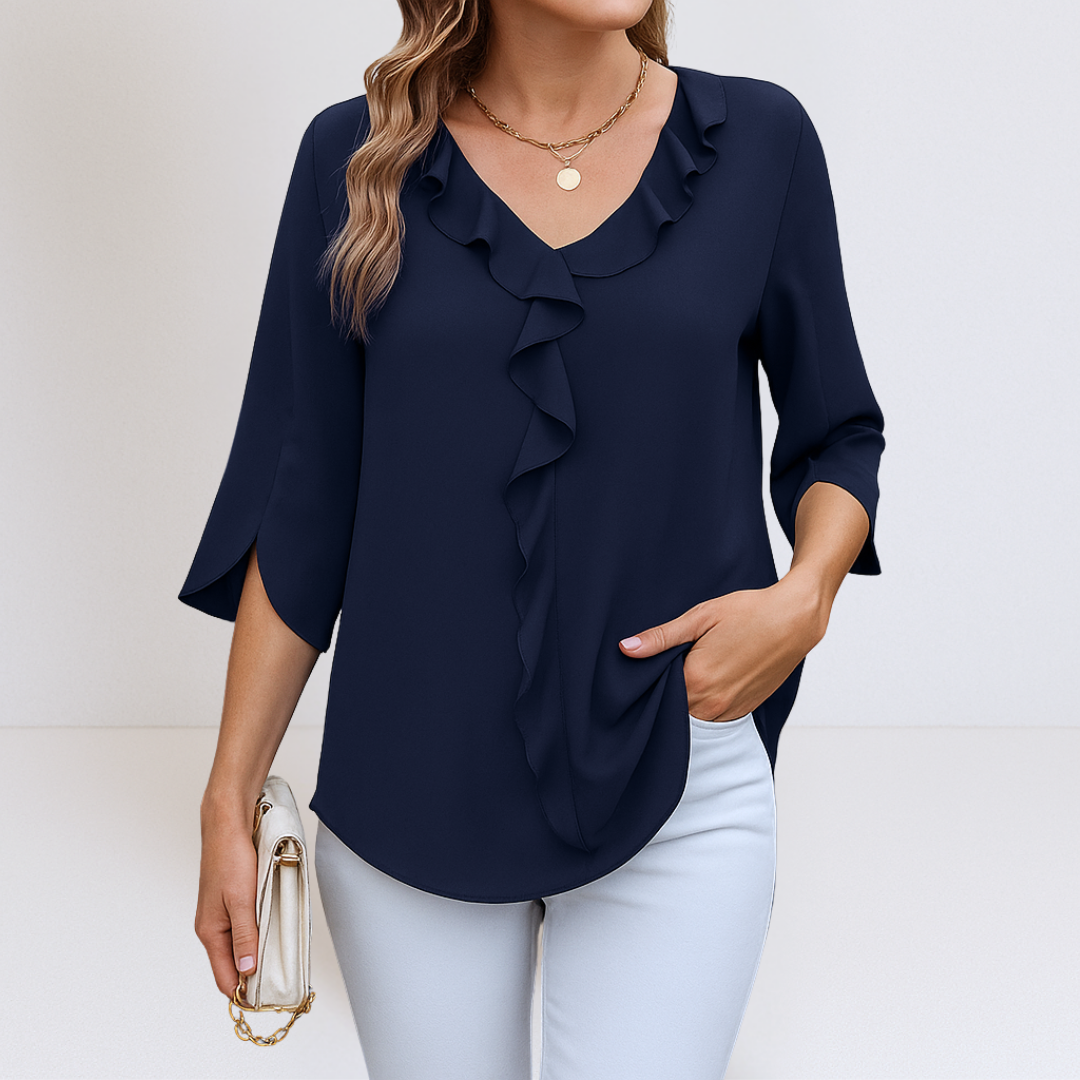 Damen Bluse mit V-Ausschnitt und A-Linie Jully