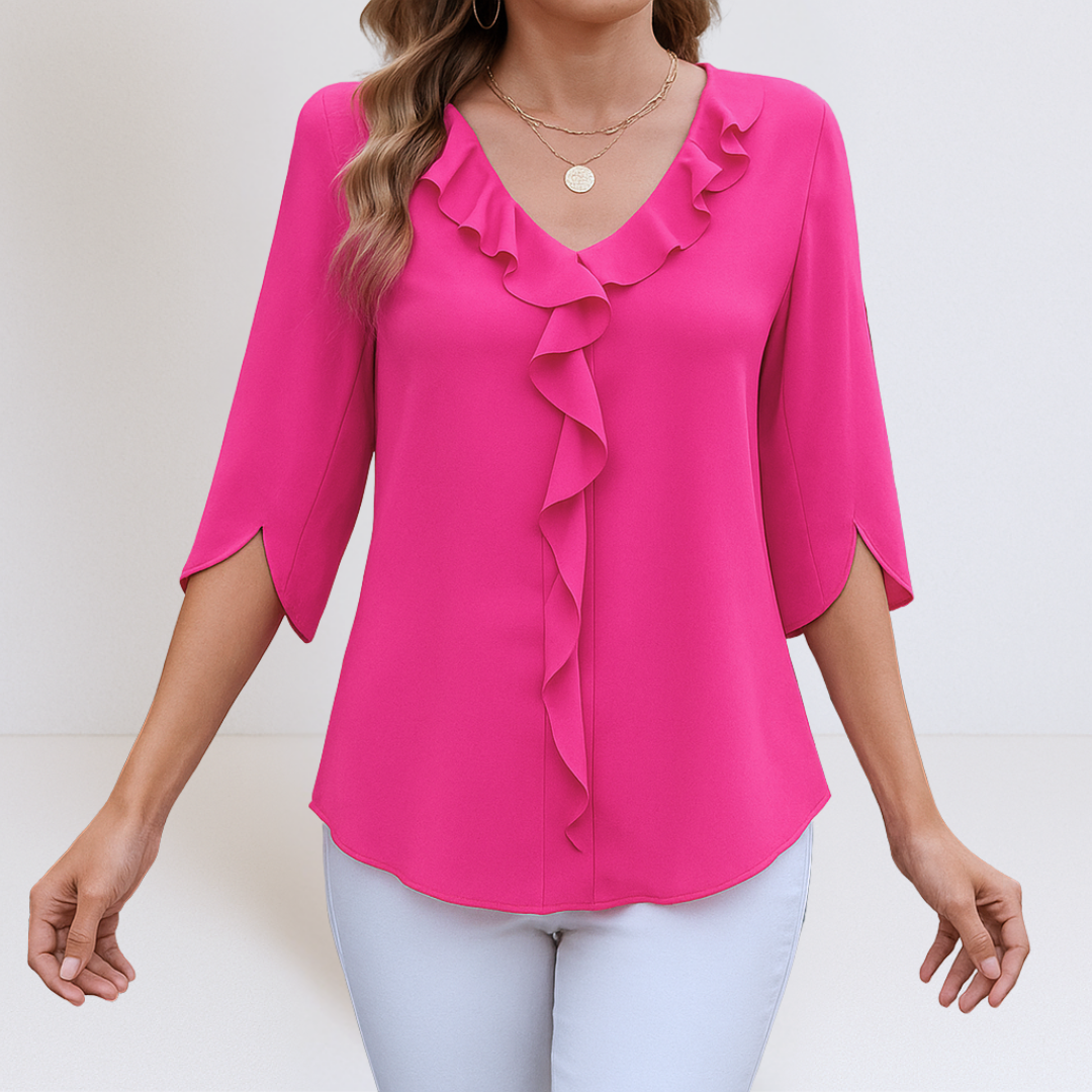 Damen Bluse mit V-Ausschnitt und A-Linie Jully