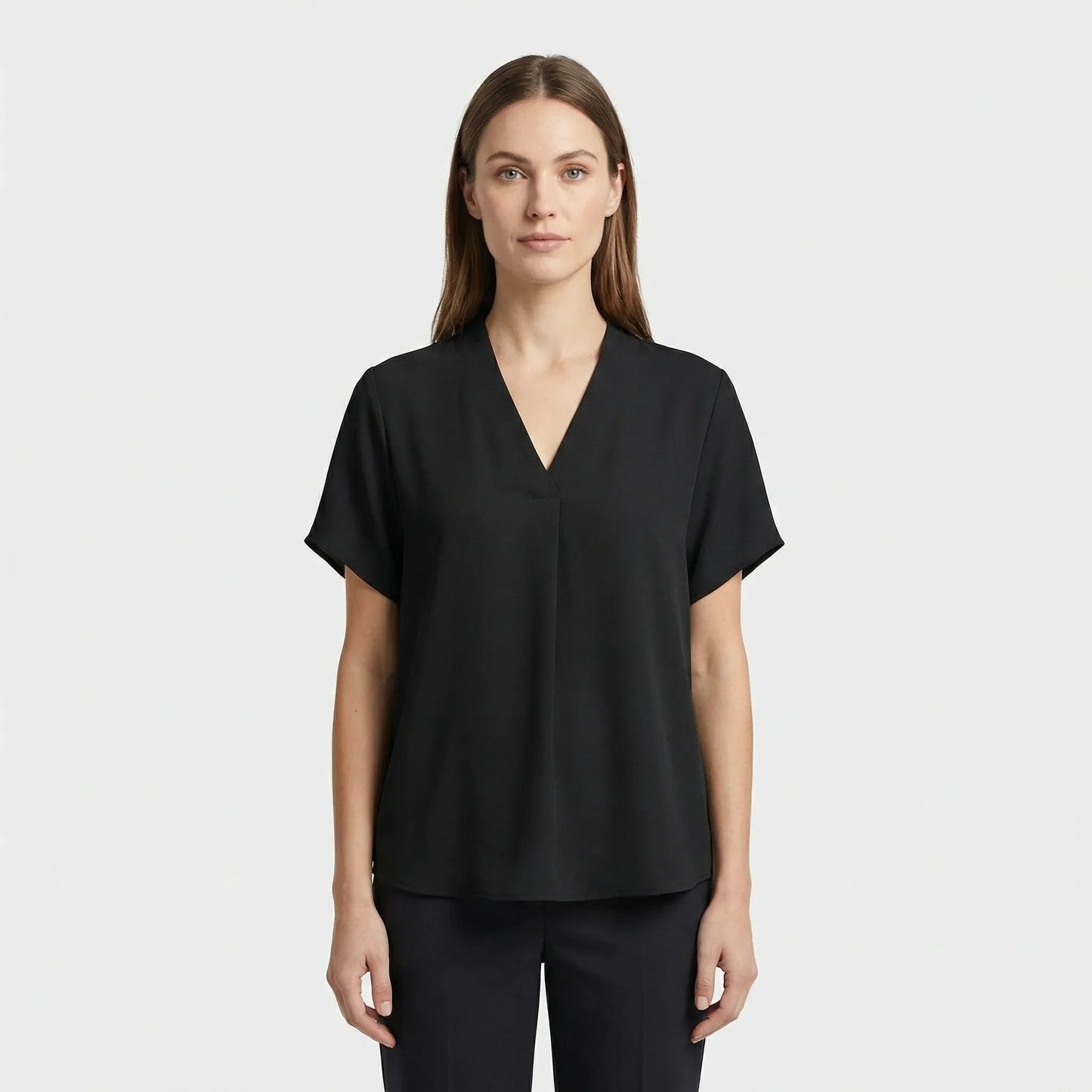 Damen Bluse mit V-Ausschnitt und Flatteärmel in Weiß Jully