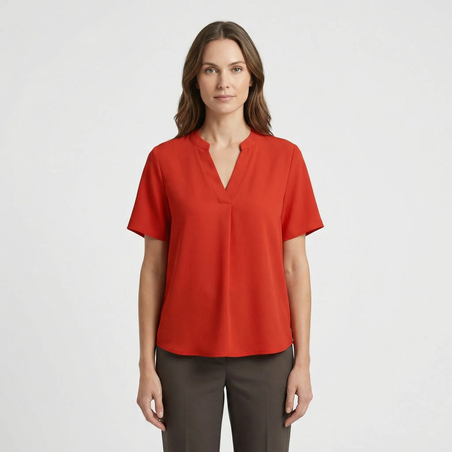 Damen Bluse mit V-Ausschnitt und Flatteärmel in Weiß Jully