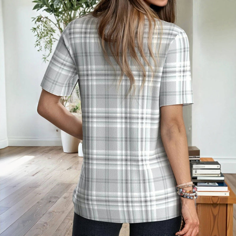 Damen Bluse mit V-Ausschnitt und Karomuster Jully