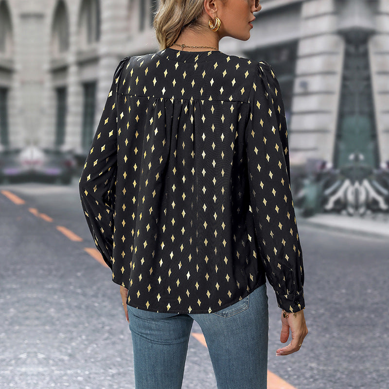 Damen Bluse mit V-Ausschnitt und Rüschendetails Jully