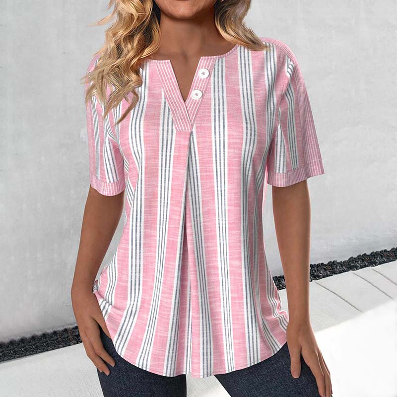 Damen Bluse mit V-Ausschnitt und gestreiftem Design Jully