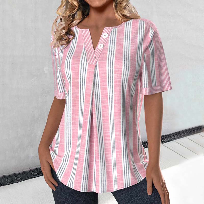 Damen Bluse mit V-Ausschnitt und gestreiftem Design Jully