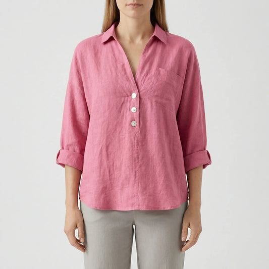 Damen Bluse mit V-Ausschnitt und langen Ärmeln Jully