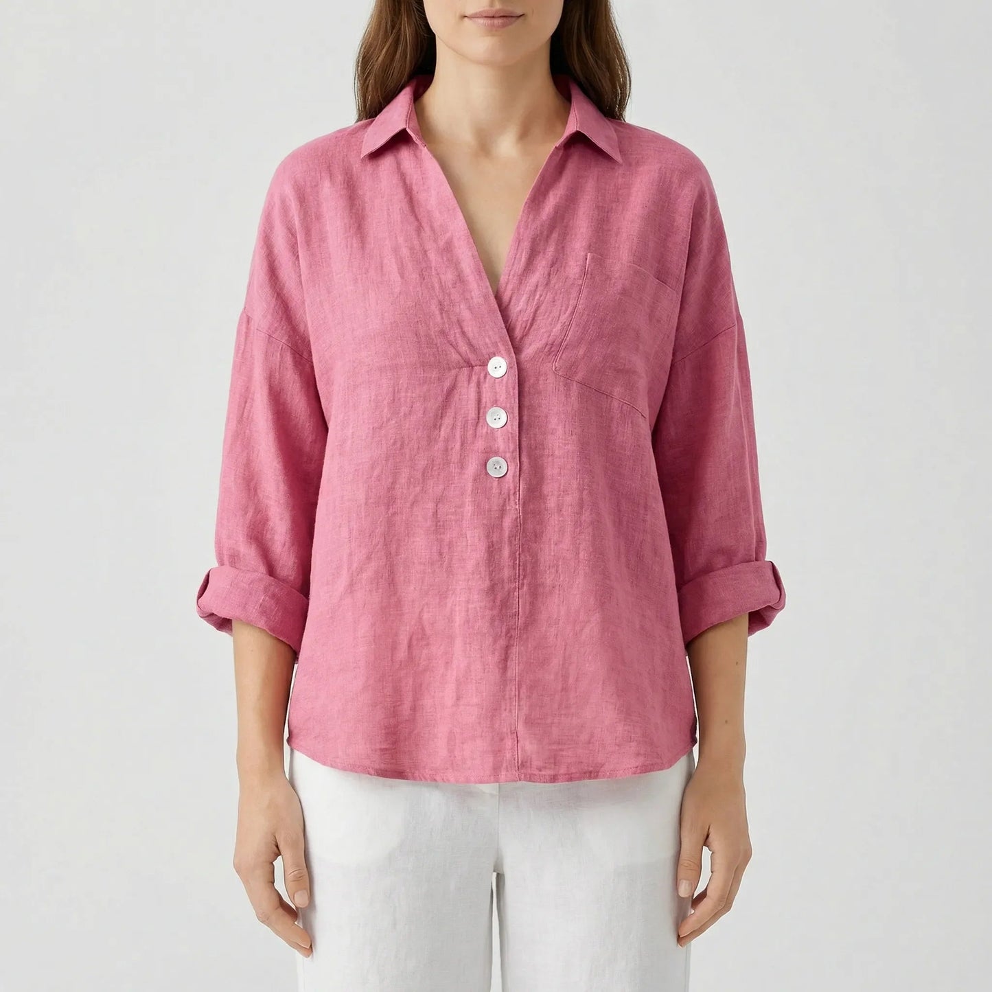 Damen Bluse mit V-Ausschnitt und langen Ärmeln Jully