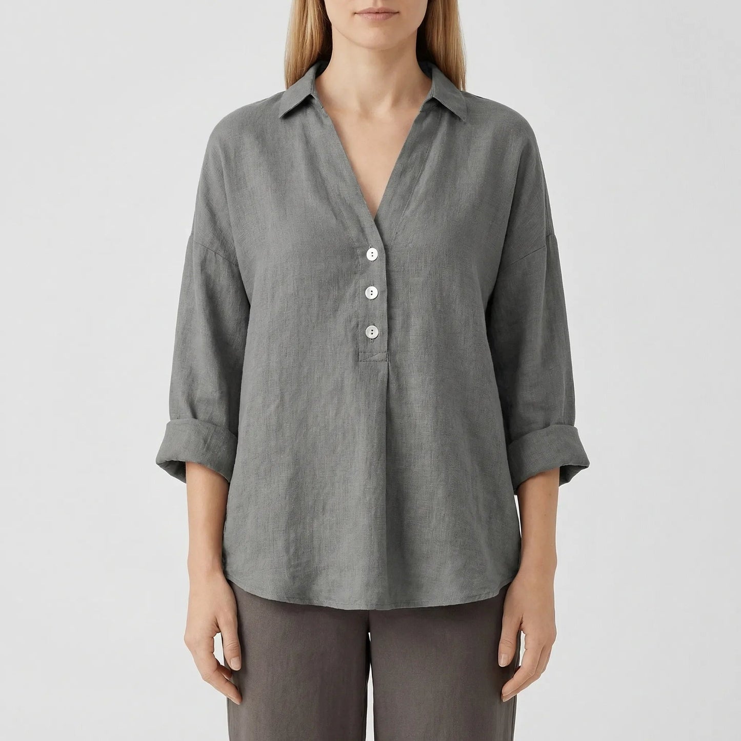 Damen Bluse mit V-Ausschnitt und langen Ärmeln Jully