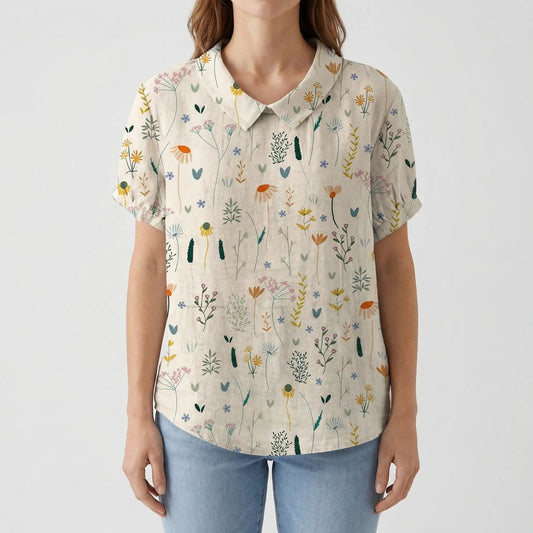 Damen Bluse mit Wildblumenmuster aus leichtem Stoff Jully