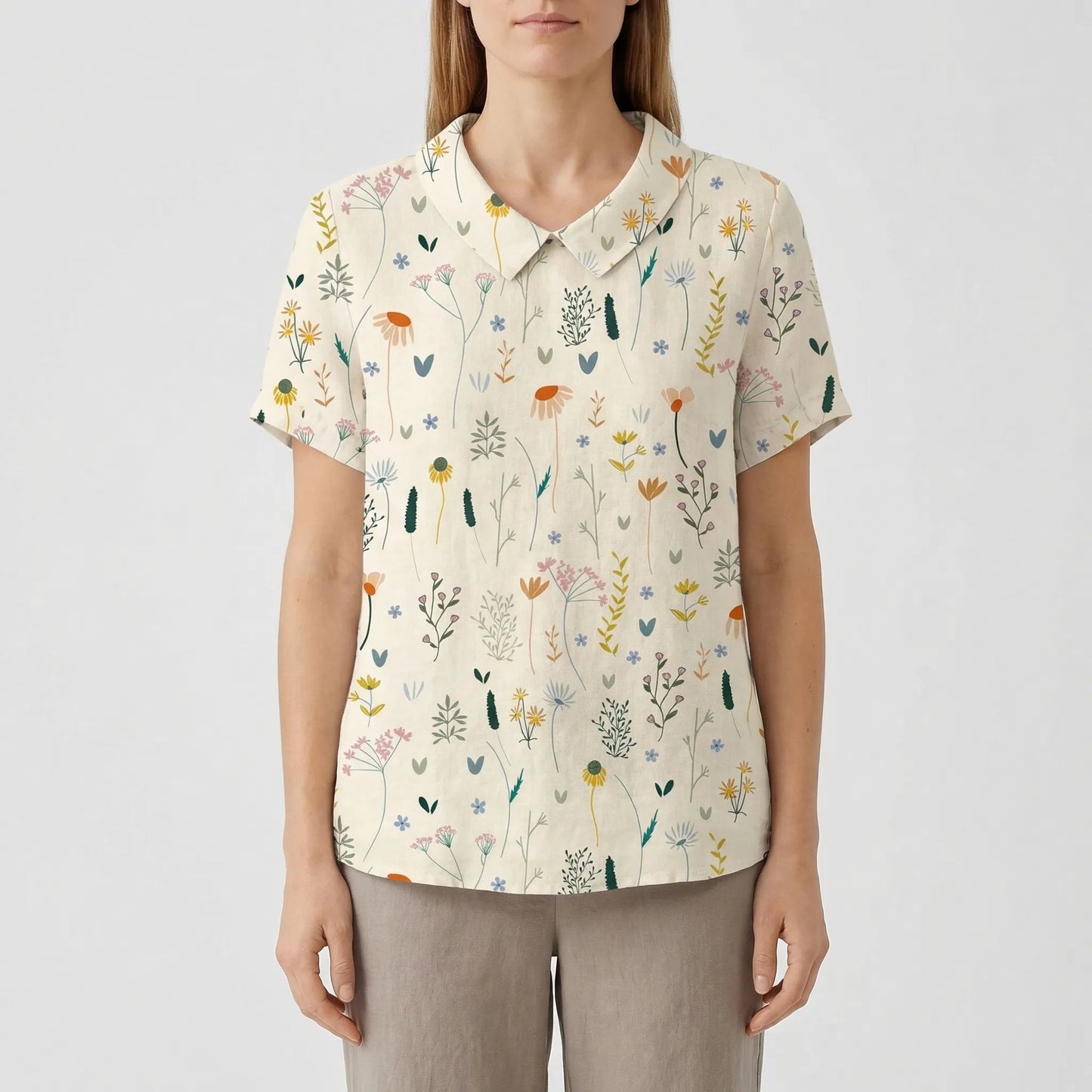 Damen Bluse mit Wildblumenmuster aus leichtem Stoff Jully