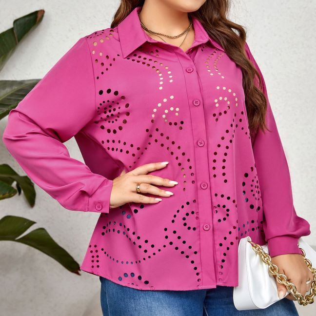 Damen Bluse mit einzigartigem Lochmuster aus atmungsaktivem Gewebe Jully
