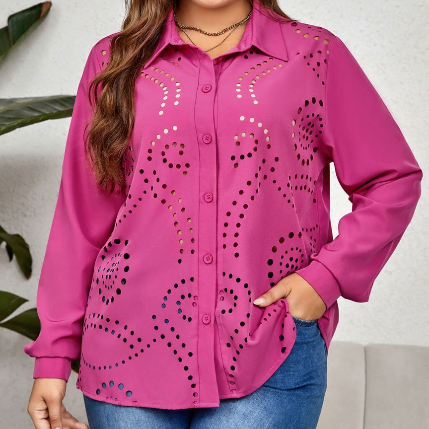 Damen Bluse mit einzigartigem Lochmuster aus atmungsaktivem Gewebe Jully