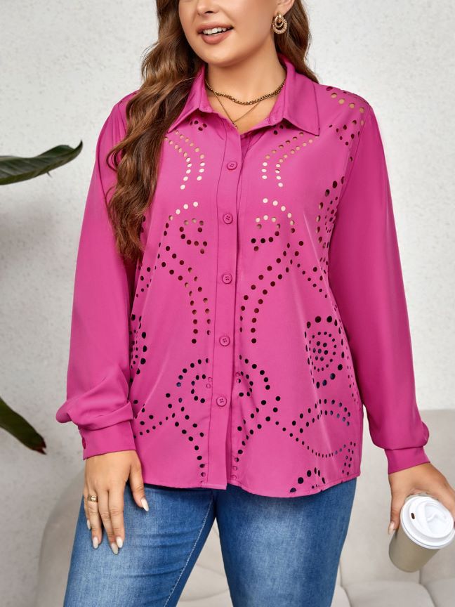 Damen Bluse mit einzigartigem Lochmuster aus atmungsaktivem Gewebe Jully
