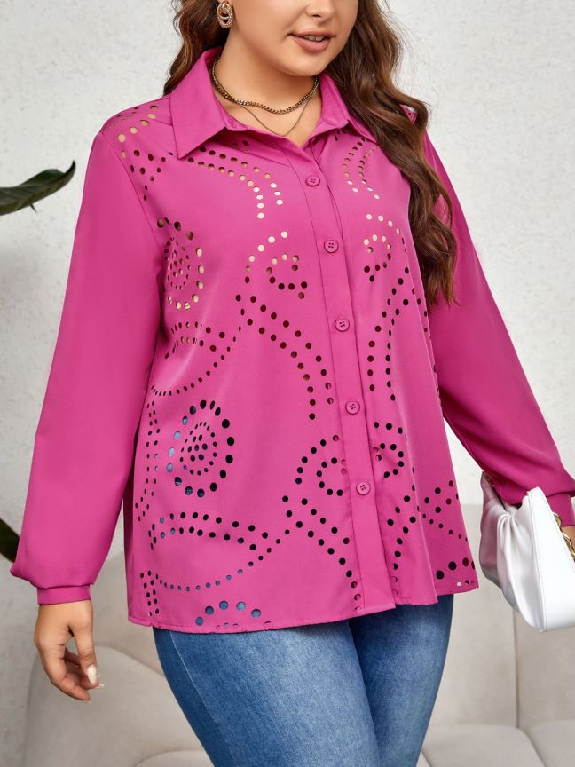 Damen Bluse mit einzigartigem Lochmuster aus atmungsaktivem Gewebe Jully