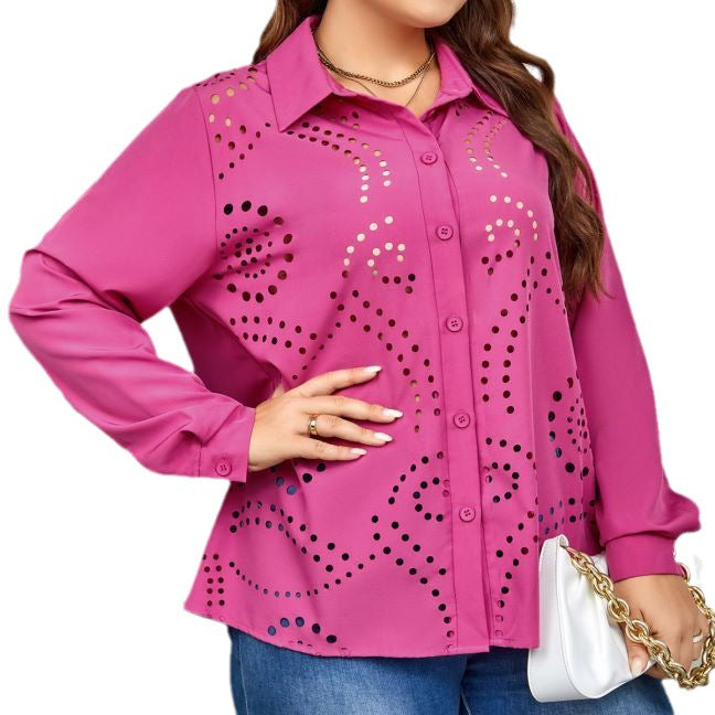 Damen Bluse mit einzigartigem Lochmuster aus atmungsaktivem Gewebe Jully