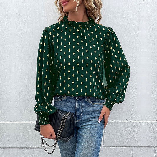 Damen Bluse mit elegantem Kragen und modischem Muster Jully