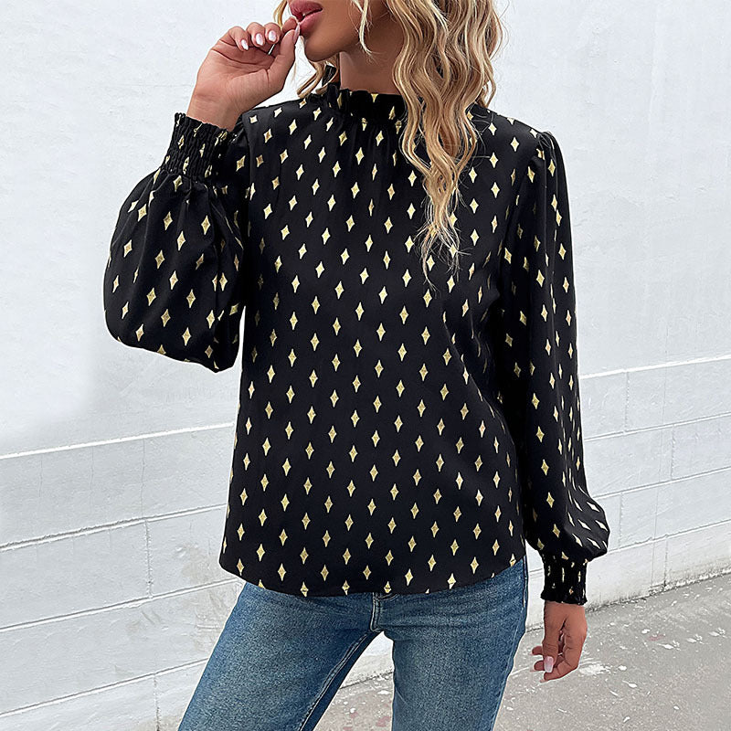 Damen Bluse mit elegantem Kragen und modischem Muster Jully