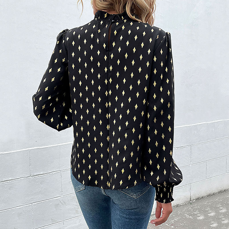 Damen Bluse mit elegantem Kragen und modischem Muster Jully