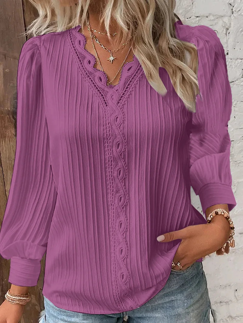 Damen Bluse mit eleganter Textur in Weiß Jully