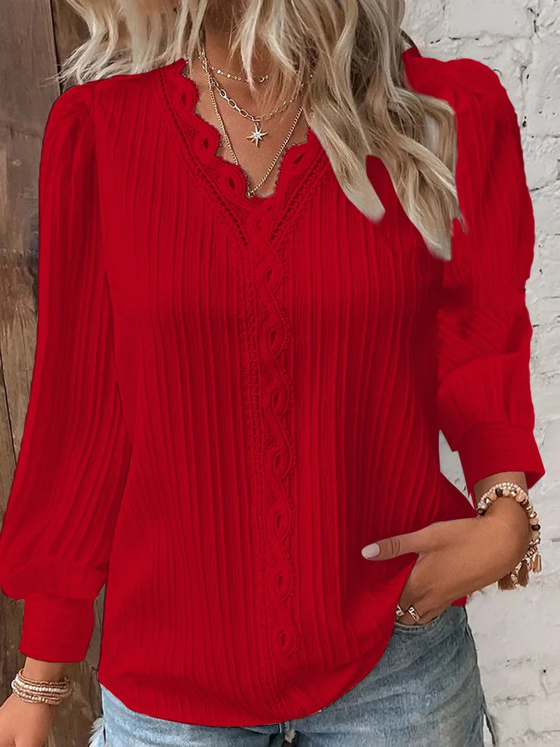 Damen Bluse mit eleganter Textur in Weiß Jully