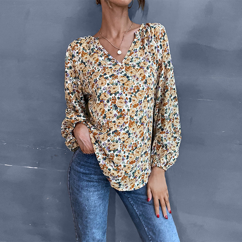 Damen Bluse mit floralem Design und Puffärmeln Jully