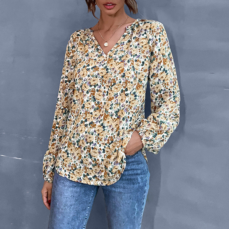 Damen Bluse mit floralem Design und Puffärmeln Jully