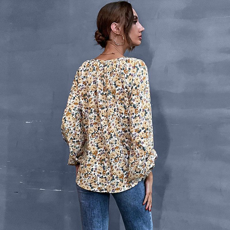 Damen Bluse mit floralem Design und Puffärmeln Jully