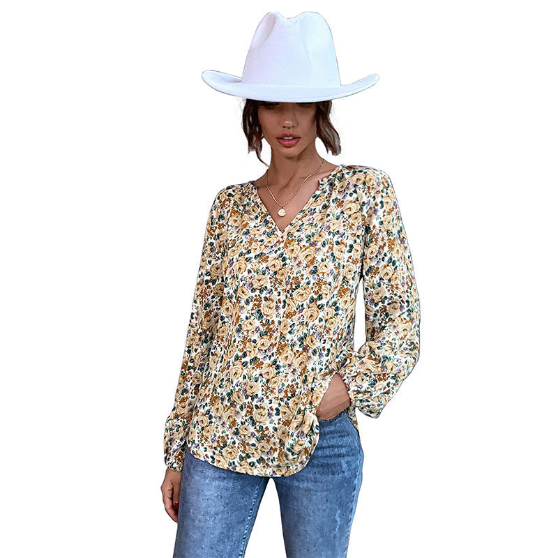 Damen Bluse mit floralem Design und Puffärmeln Jully