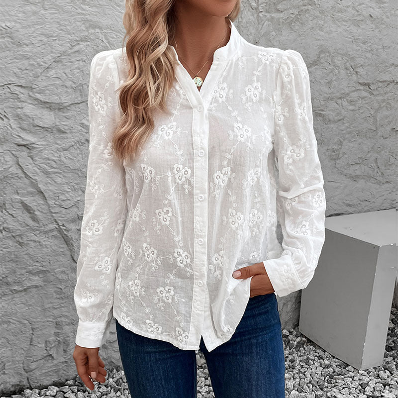 Damen Bluse mit floralem Lochmuster Jully