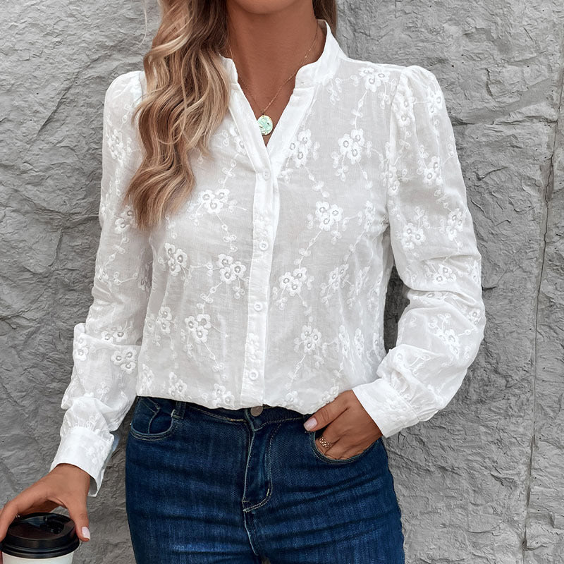 Damen Bluse mit floralem Lochmuster Jully