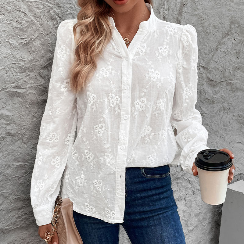 Damen Bluse mit floralem Lochmuster Jully