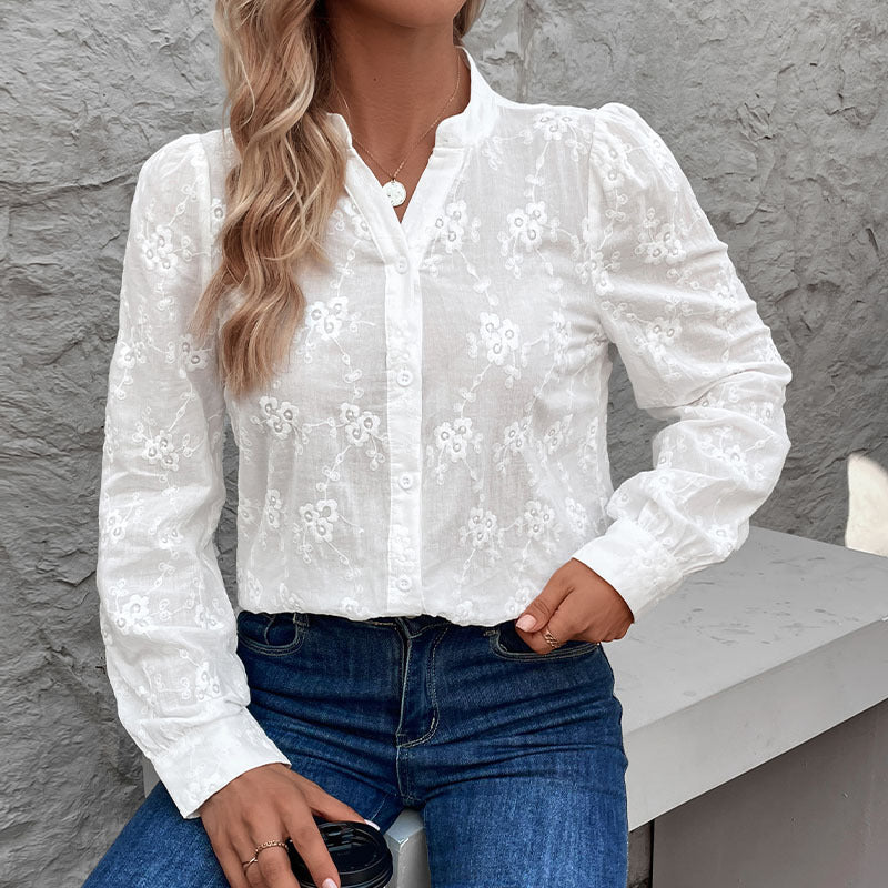 Damen Bluse mit floralem Lochmuster Jully
