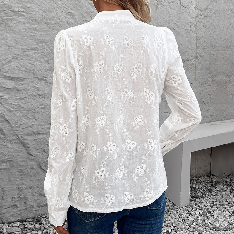 Damen Bluse mit floralem Lochmuster Jully
