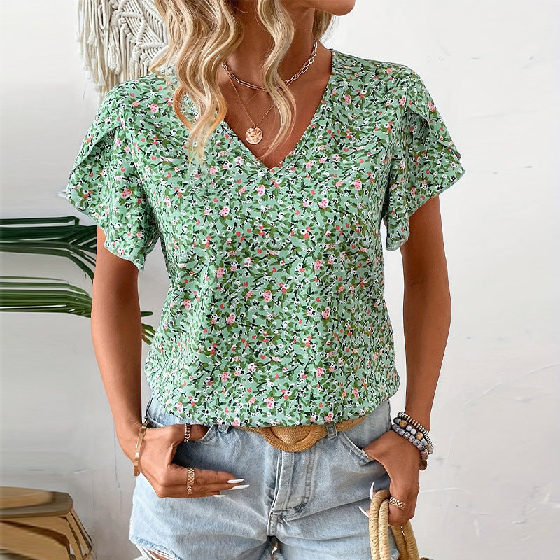 Damen Bluse mit floralem Muster und Rüschendetails Jully