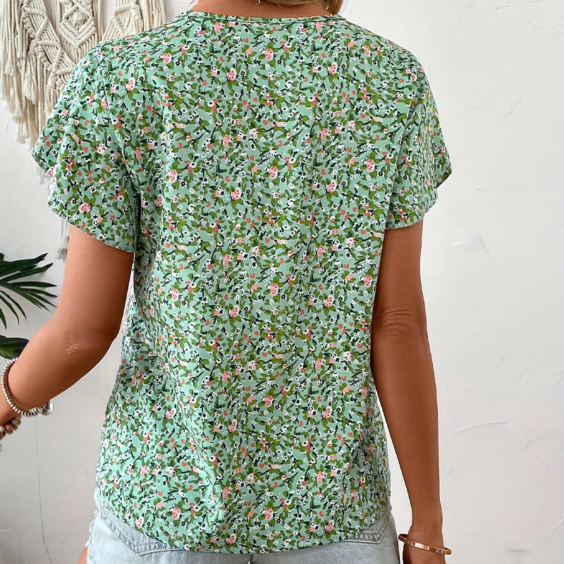 Damen Bluse mit floralem Muster und Rüschendetails Jully
