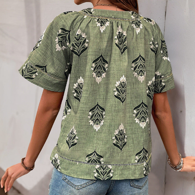 Damen Bluse mit floralem Print und V-Ausschnitt Jully