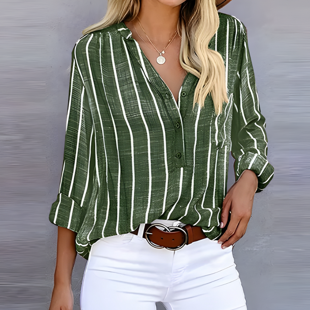 Damen Bluse mit gestreiftem Design aus Leinen Jully