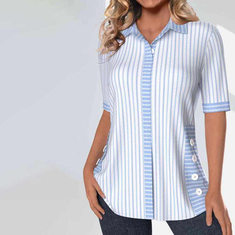 Damen Bluse mit gestreiftem Muster aus Baumwolle Jully