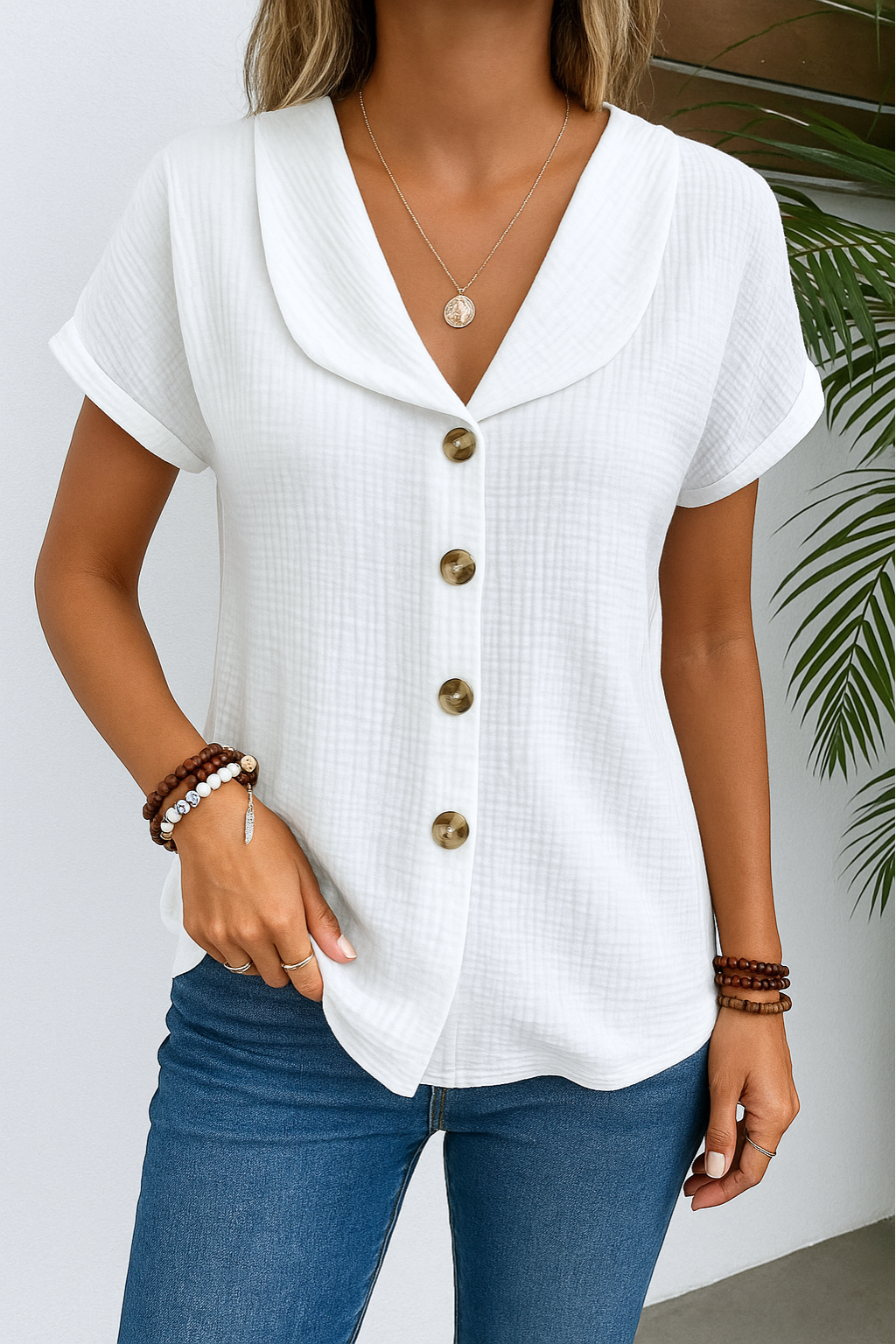Damen Bluse mit klassischem Kragen aus Baumwolle Jully